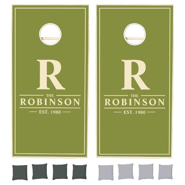 Willow Green Family Name & Initial Cornhole Set (Set)