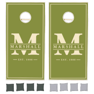 Willow Green Name & Initial Overlay Cornhole Set