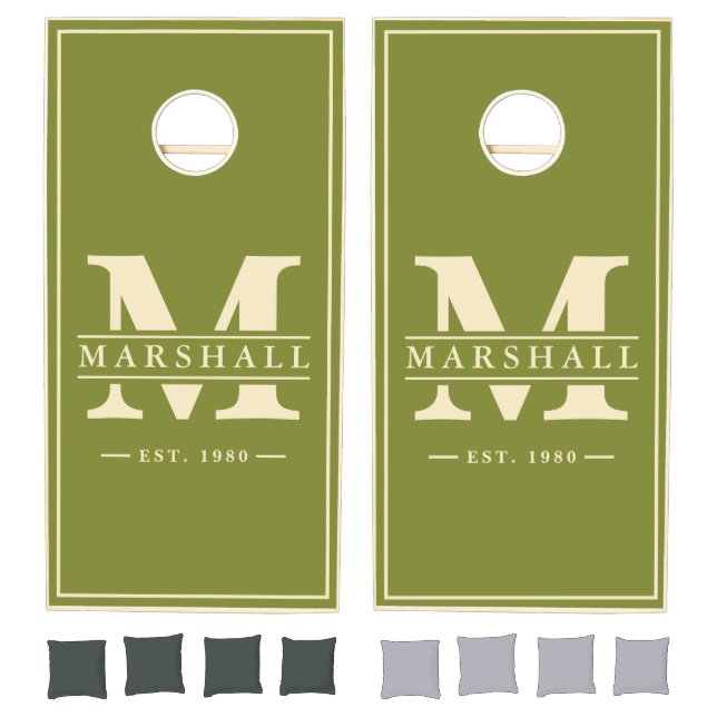 Willow Green Name & Initial Overlay Cornhole Set (Set)