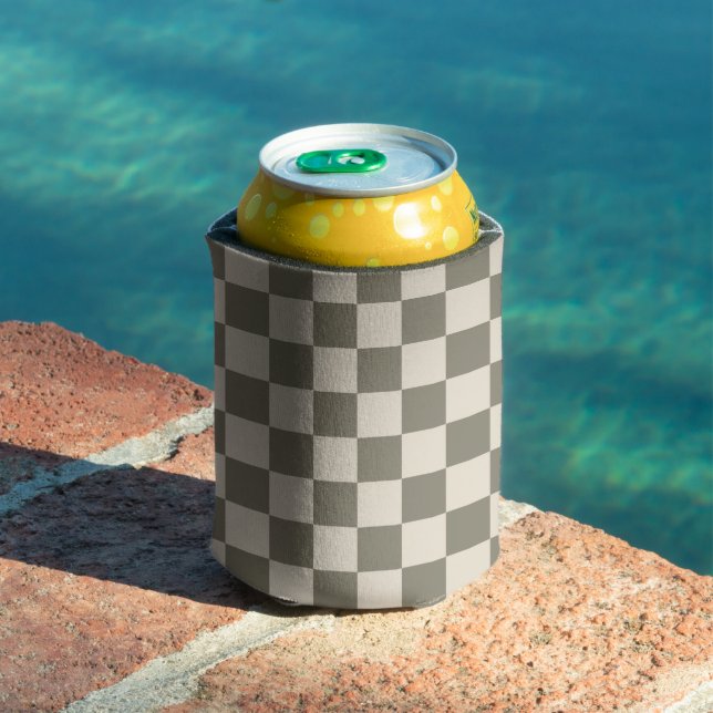 Willow Grey and Bone Checkerboard Can Cooler (In Situ Pool)