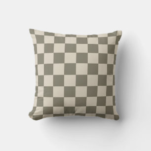 Willow Grey and Bone Checkerboard Throw Pillow