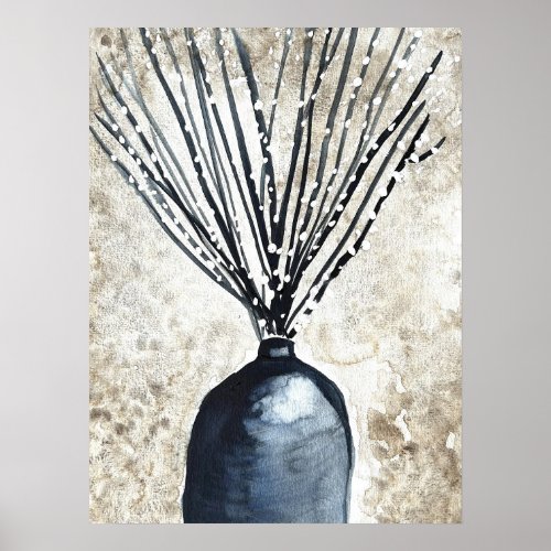  Willow in vase watercolor Poster