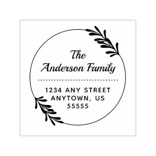 Willow Leaves   Circle Return Address Self-inking Stamp