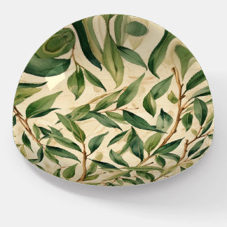 Willow Leaves Round Glass Paperweight