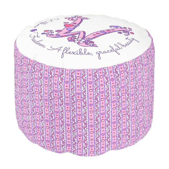 Willow letter W monogram name meaning custom pouf (Angled Back)