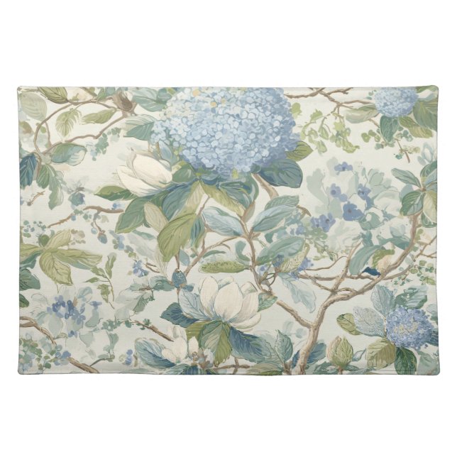 Willow Little Magnolia Wallpaper Floral Coastal Cloth Placemat (Front)