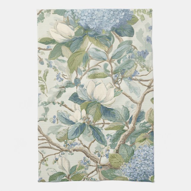 Willow Little Magnolia Wallpaper Floral Coastal  Kitchen Towel (Vertical)