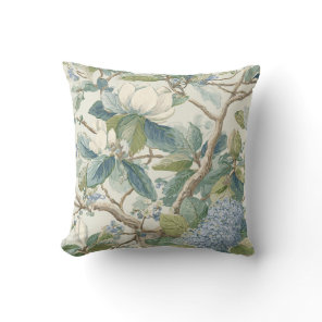 Willow Little Magnolia Wallpaper Floral Coastal  Throw Pillow