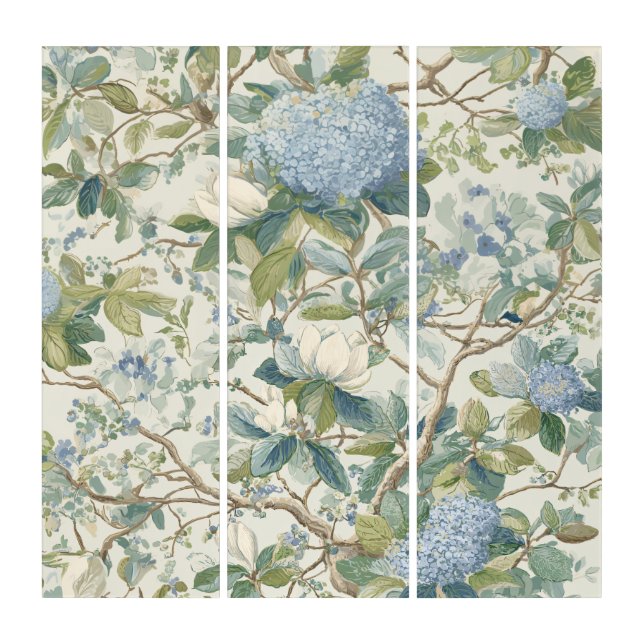 Willow Little Magnolia Wallpaper Floral Coastal Triptych (Front)