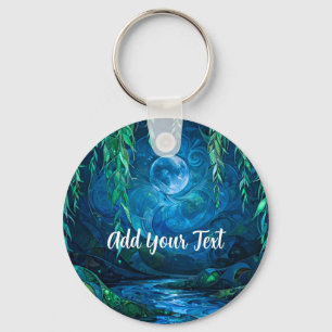 Willow Moon Saille Flowing River Blue Green Keychain