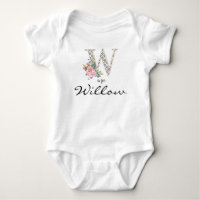 Willow Name Reveal Floral Letter W Retro Flower
