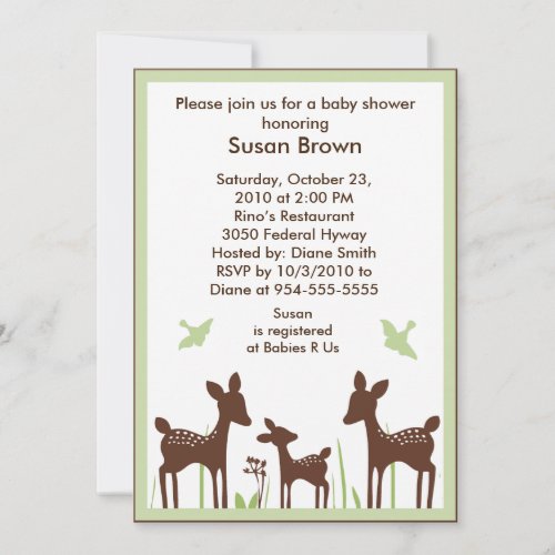 Willow Organic/Deer Baby Shower Invitation