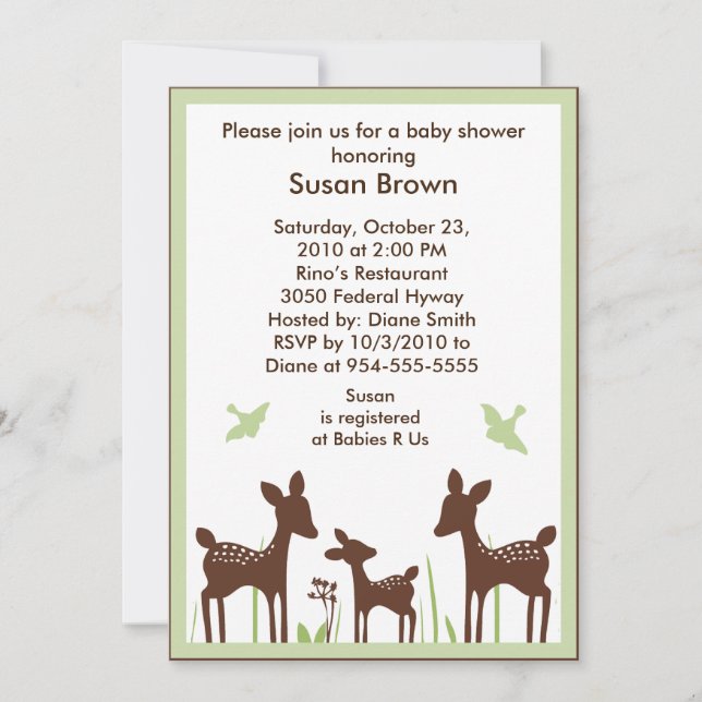 Willow Organic/Deer Baby Shower Invitation (Front)