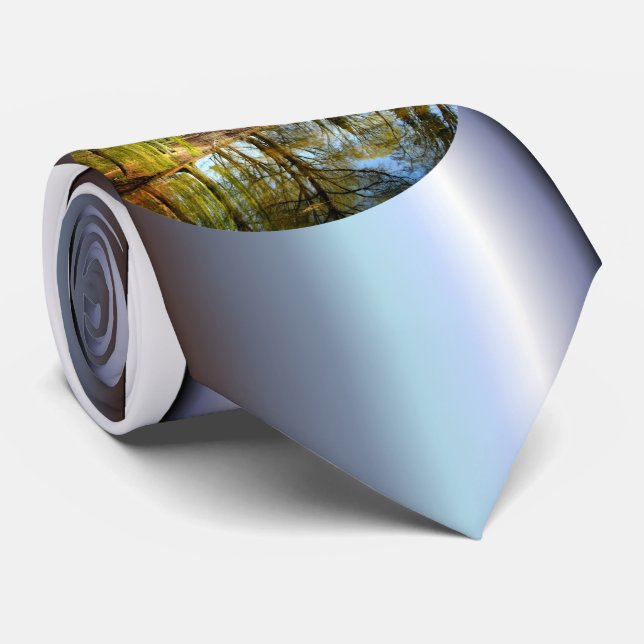 Willow Pond Water Reflection Neck Tie (Rolled)