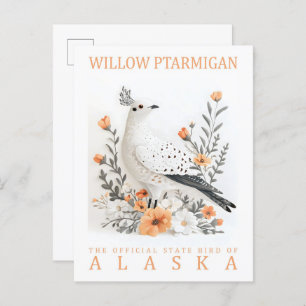 Willow Ptarmigan Bird of Alaska USA Travel Postcard