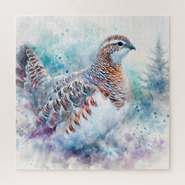Willow Ptarmigan Watercolor Art Jigsaw Puzzle (Vertical)