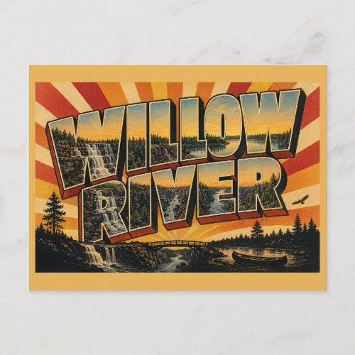 Willow River State Park Waterfall Gorge Art Postcard