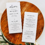 WILLOW Simple Modern Minimalist Wedding Program<br><div class="desc">This wedding program features a fun handwritten script font and modern minimalist design paired with a classic white and black color combination. Easily edit *most* wording to your needs and edit all colors to match the colors of your event. This wedding party info card is perfect for your contemporary, industrial,...</div>