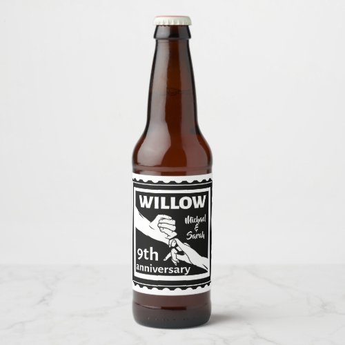 Willow traditional gift 10th wedding anniversary beer bottle label
