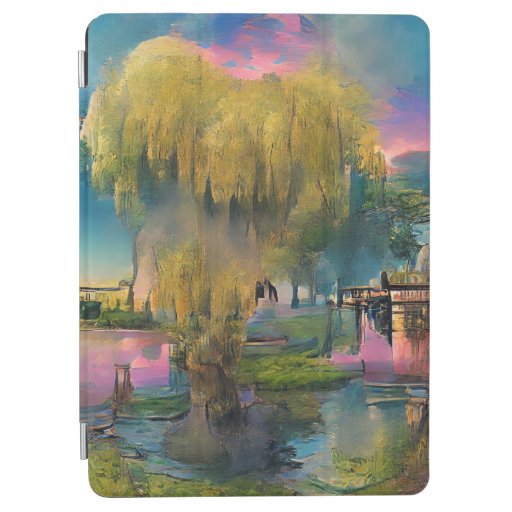 Willow tree at sunset by the pond  iPad air cover