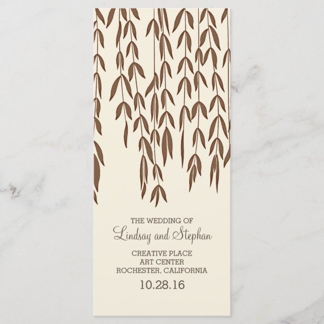 Willow Tree Branches Elegant Wedding Programs (Front)