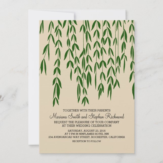 Willow Tree Branches Kraft Paper Wedding Invite (Front)