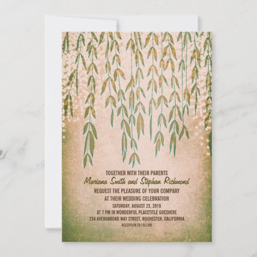 Willow Tree Branches String Lights Wedding Invites