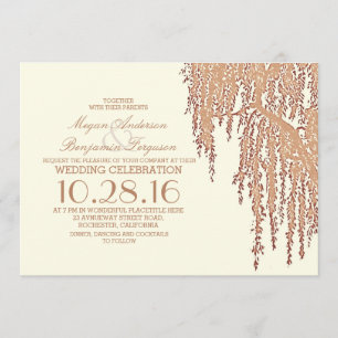 Willow tree elegant outdoor wedding invitations