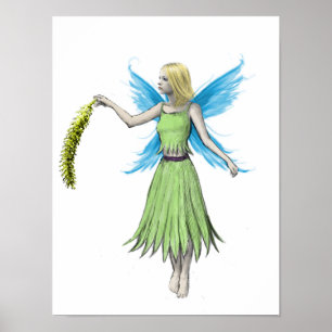 Willow Tree Fairy holding a Catkin Poster
