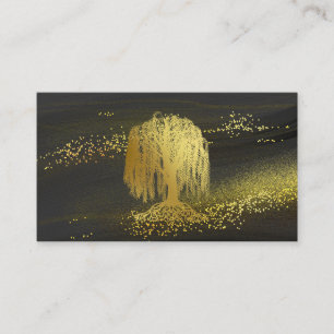 *~* Willow Tree Gold Dust Black Gold Glitter Business Card