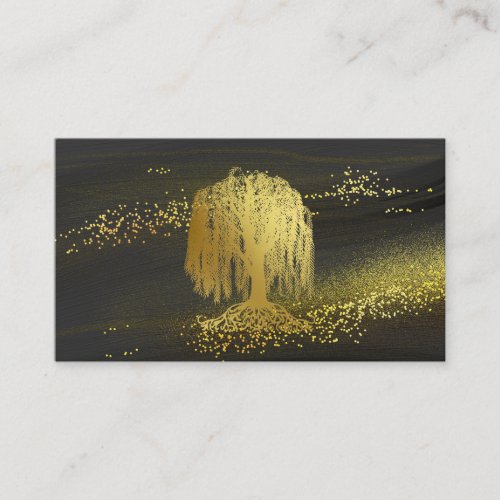  Willow Tree Gold Dust Black Gold Glitter Business Card