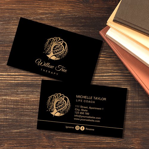 Willow Tree of Life Coach Therapy Psychologist B Business Card