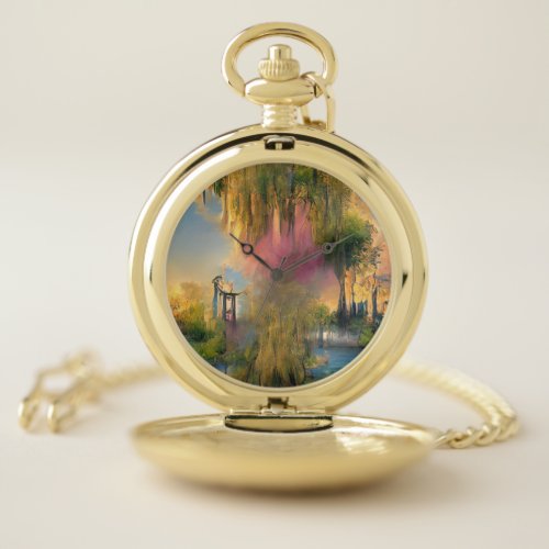  Willow tree of the future at sunset  Pocket Watch