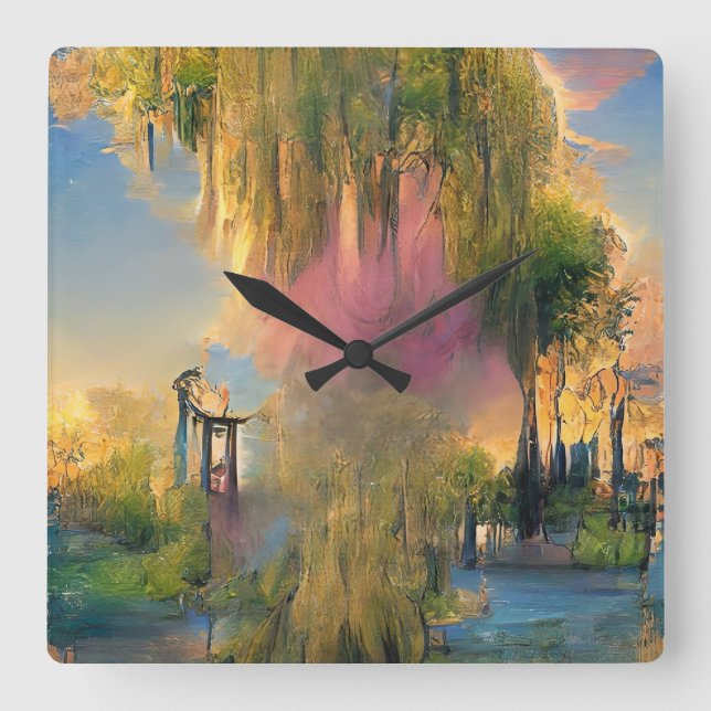  Willow tree of the future at sunset   Square Wall Clock (Front)