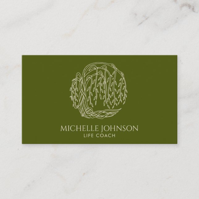 Willow Tree Photographer Logo Tree of Life Business Card (Front)
