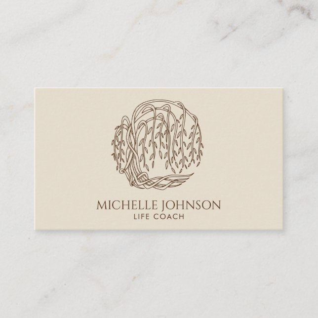Willow Tree Photographer Logo Tree of Life Business Card (Front)