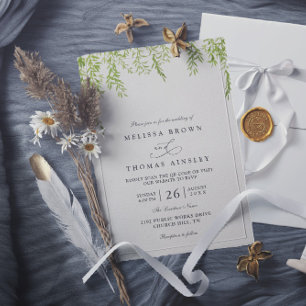 Willow Tree Rustic Greenery Modern QR Code Wedding Invitation