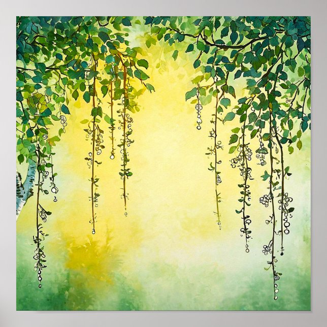 ًWillow tree Soft Botanical Landscape Print (Front)