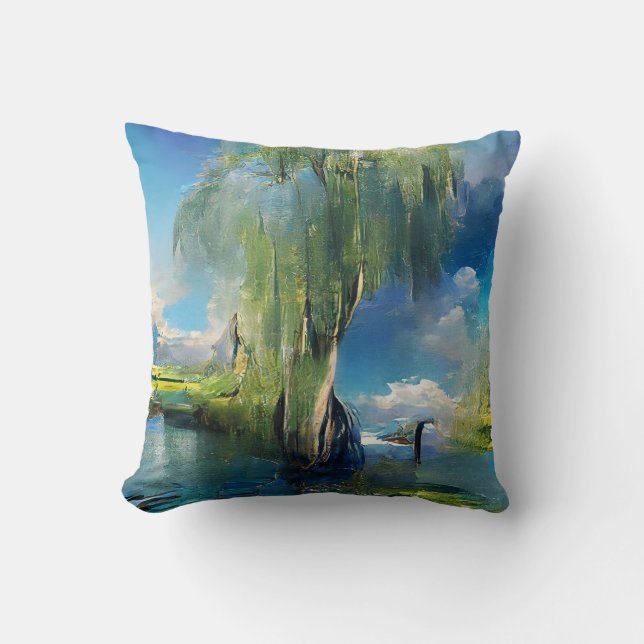  Willow tree to the sky Abstract Throw Pillow (Front)