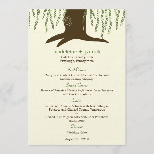 Willow Tree Wedding Menu Card