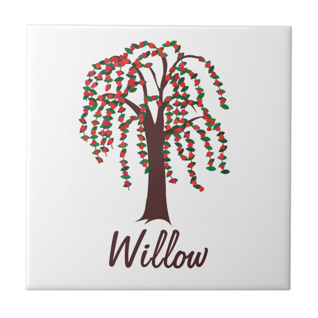 Willow Tree with Hearts - Customizable Ceramic Tile (Front)