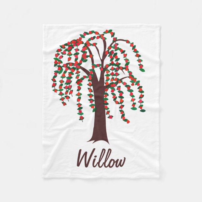 Willow Tree with Hearts - Customizable Fleece Blanket (Front)