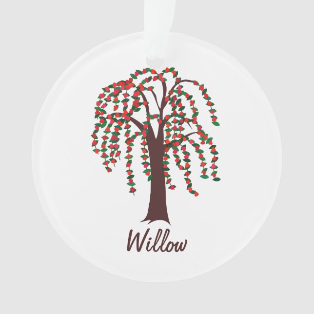 Willow Tree with Hearts - Customizable Ornament (Front)
