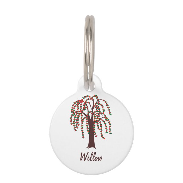Willow Tree with Hearts - Customizable Pet Tag (Front)