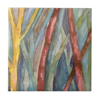 Willow Trees Creekside Autumn Watercolor Ceramic Tile by CountryGarden at Zazzle