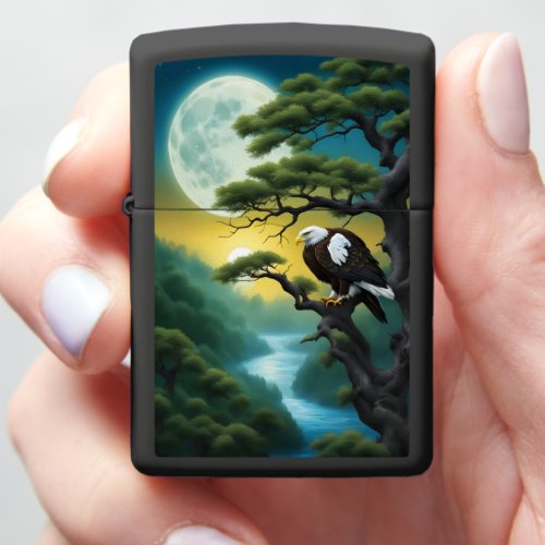 Willow Trees Nighttime Eagle Zippo Lighter