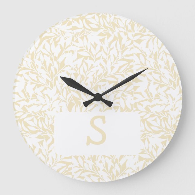 Willow Whorl Silhouette - Yellow Large Clock (Front)