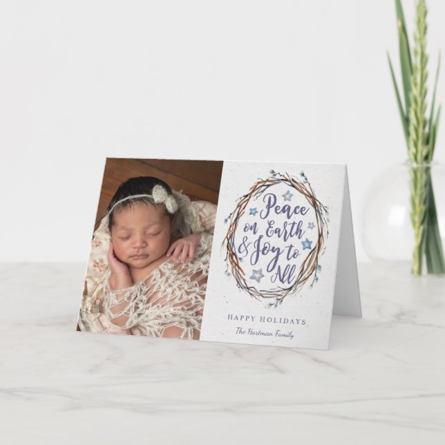 Willow Wreath Folded Holiday Card (Front)