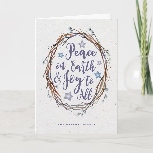 Willow Wreath Holiday Greeting Card (Front)