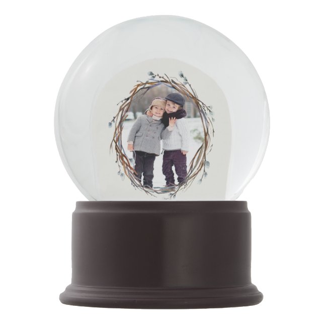 Willow Wreath Personalized Snow Globe (Front)